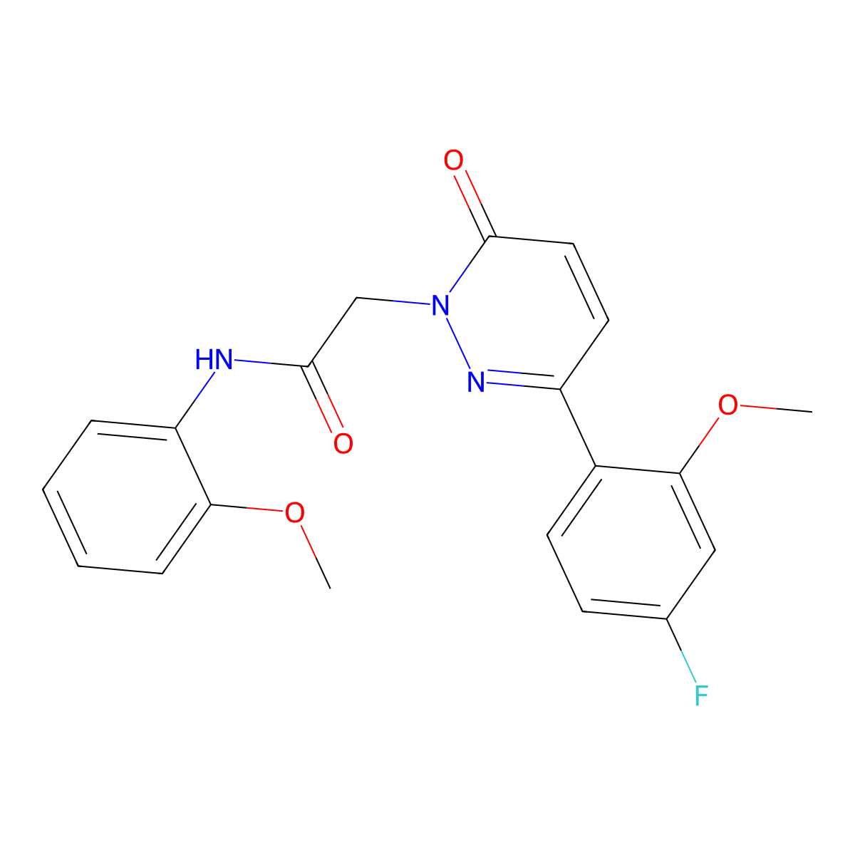 2-[3-(4-fluoro-2-methoxyphenyl)-6-oxopyridazin-1(6H)-yl]-N-(2-methoxyphenyl)acetamide molecular structure, CAS 1246075-47-7