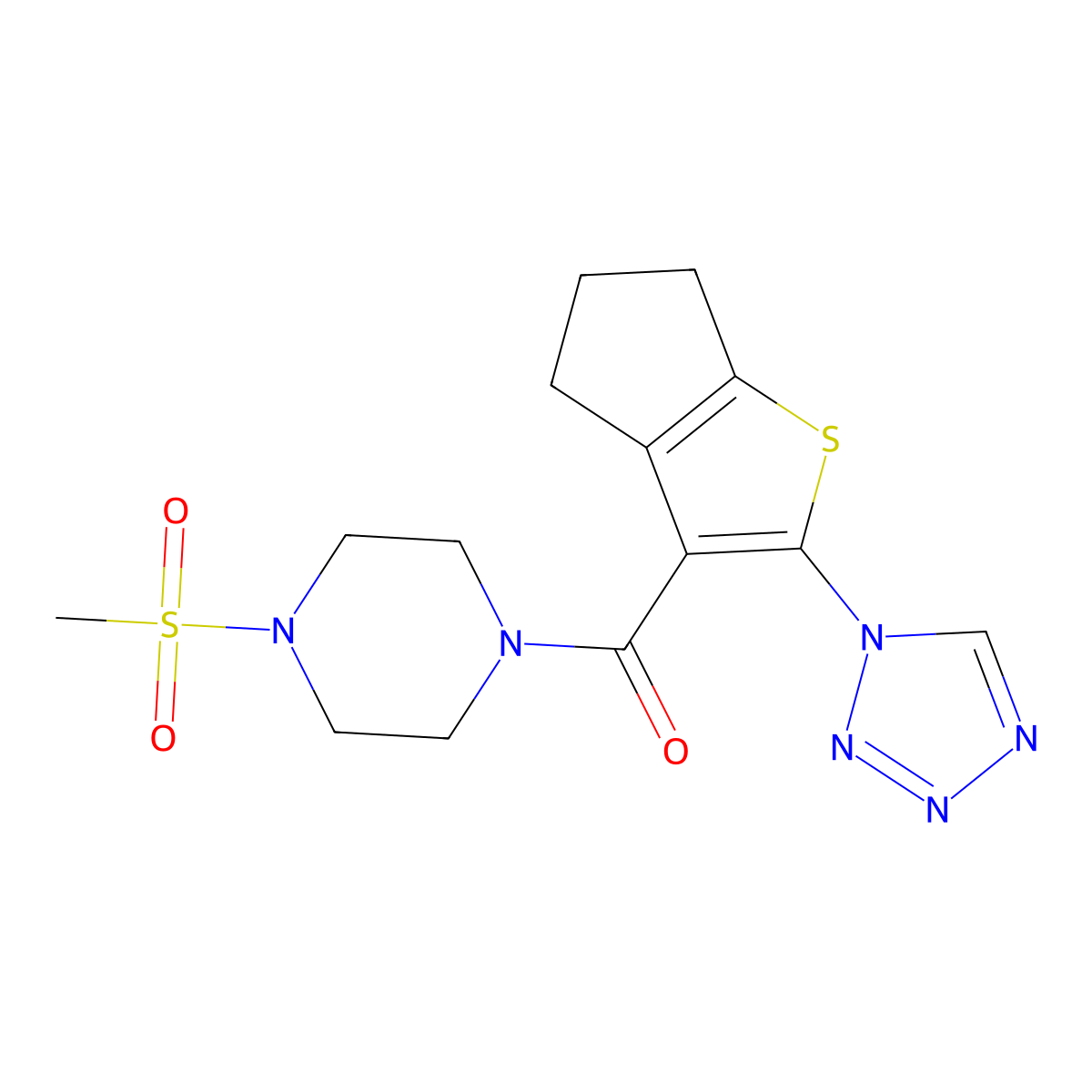 [4-(methylsulfonyl)piperazin-1-yl][2-(1H-tetrazol-1-yl)-5,6-dihydro-4H-cyclopenta[b]thiophen-3-yl]methanone molecular structure, CAS 1246075-59-1