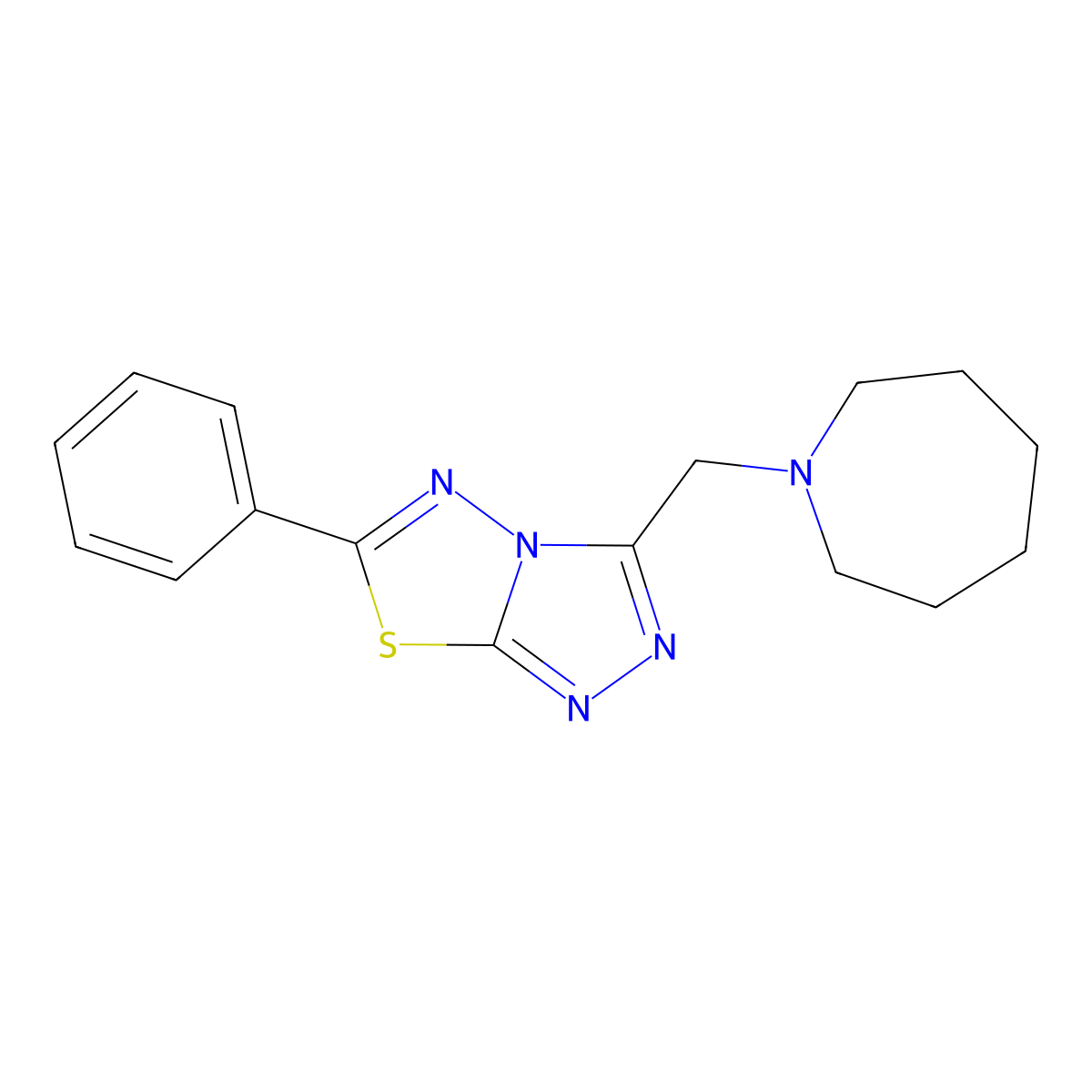 3-(1-Azepanylmethyl)-6-phenyl[1,2,4]triazolo[3,4-b][1,3,4]thiadiazole molecular structure, CAS 1246075-70-6