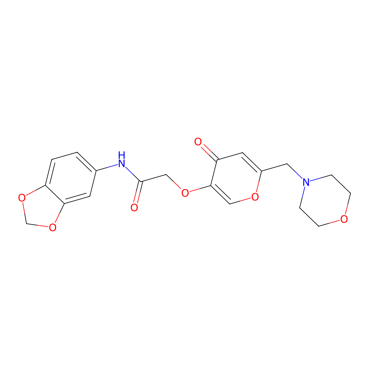 N-(1,3-benzodioxol-5-yl)-2-{[6-(morpholin-4-ylmethyl)-4-oxo-4H-pyran-3-yl]oxy}acetamide molecular structure, CAS 1246075-73-9