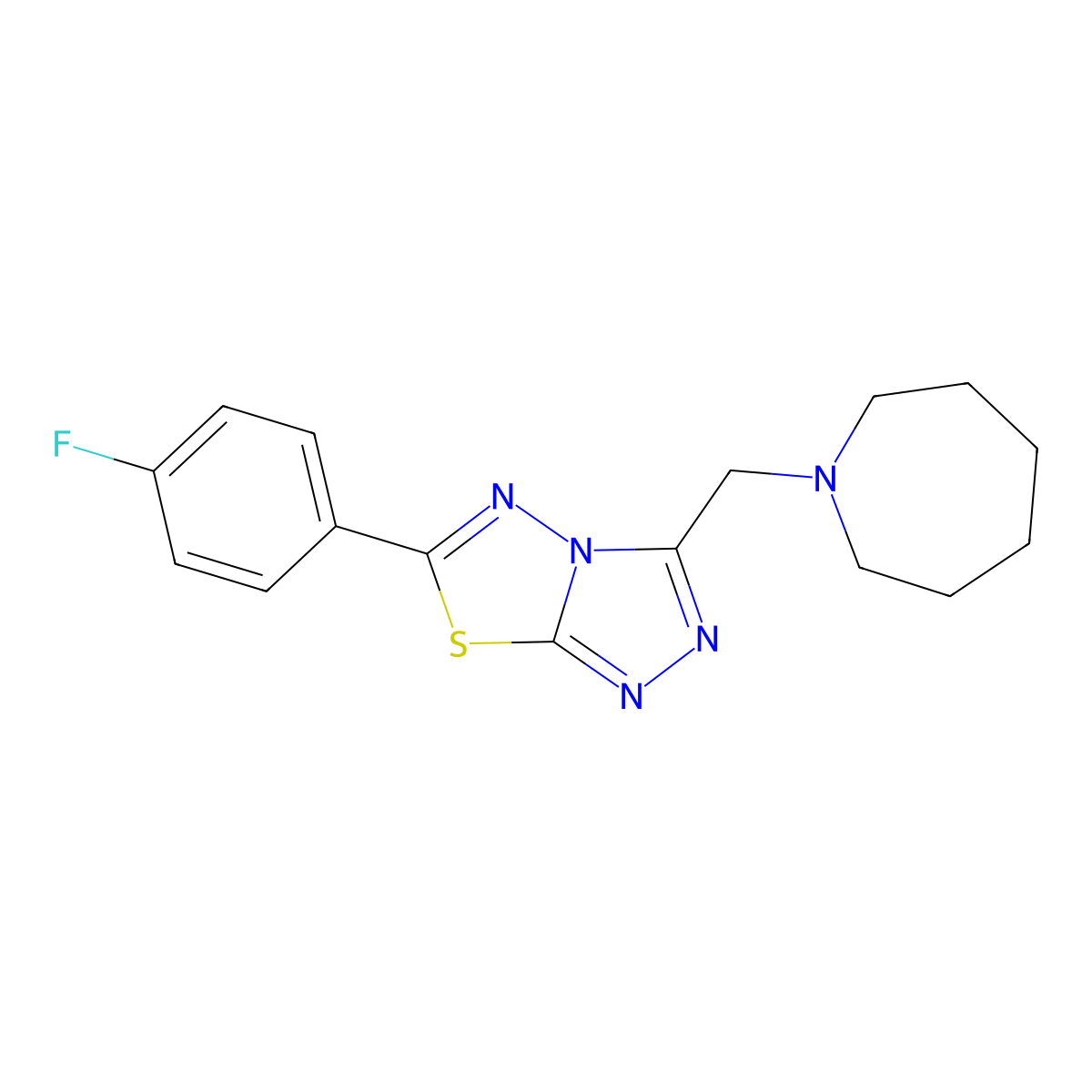 3-(1-Azepanylmethyl)-6-(4-fluorophenyl)[1,2,4]triazolo[3,4-b][1,3,4]thiadiazole molecular structure, CAS 1246075-78-4