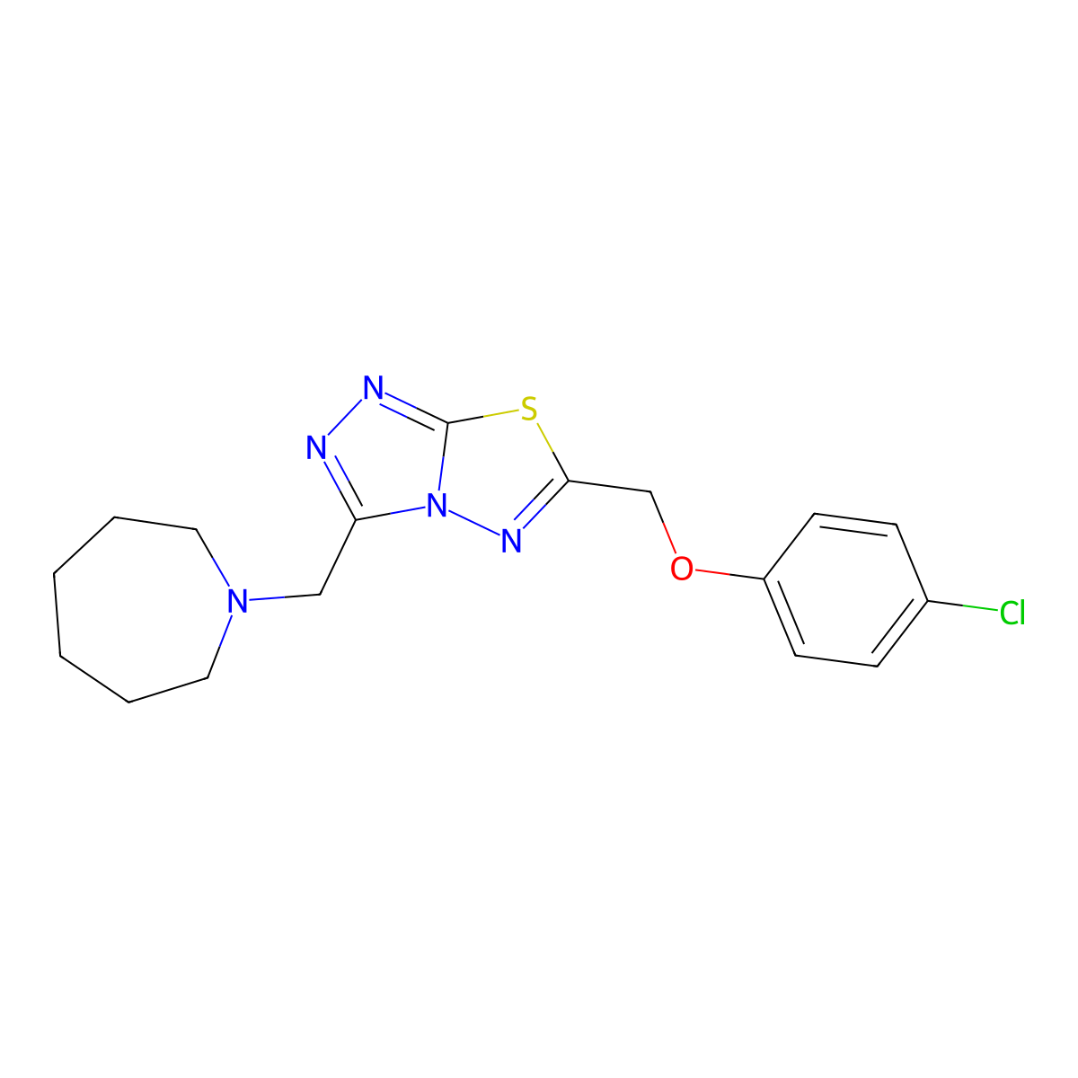 [3-(1-Azepanylmethyl)[1,2,4]triazolo[3,4-b][1,3,4]thiadiazol-6-yl]methyl 4-chlorophenyl ether molecular structure, CAS 1246075-90-0