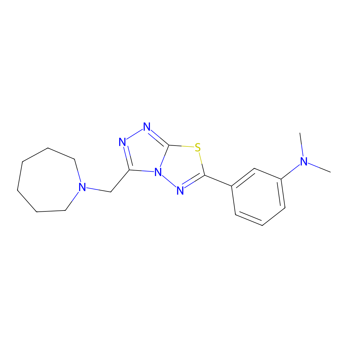 3-[3-(azepan-1-ylmethyl)[1,2,4]triazolo[3,4-b][1,3,4]thiadiazol-6-yl]-N,N-dimethylaniline molecular structure, CAS 1246075-91-1