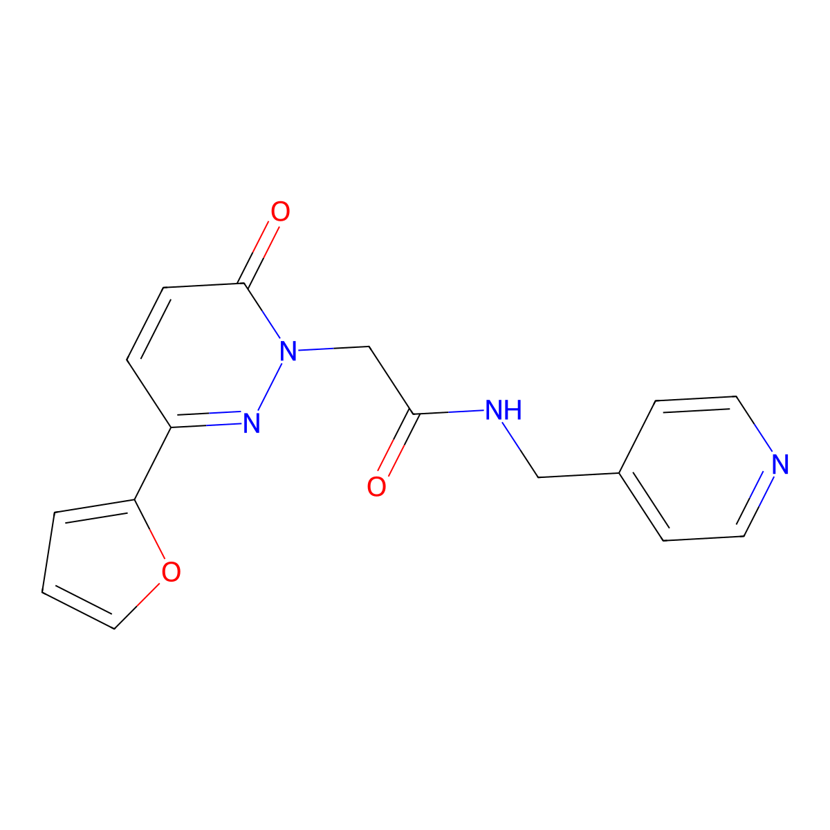 2-[3-(2-furyl)-6-oxo-1(6H)-pyridazinyl]-N~1~-(4-pyridylmethyl)acetamide molecular structure, CAS 1246075-95-5