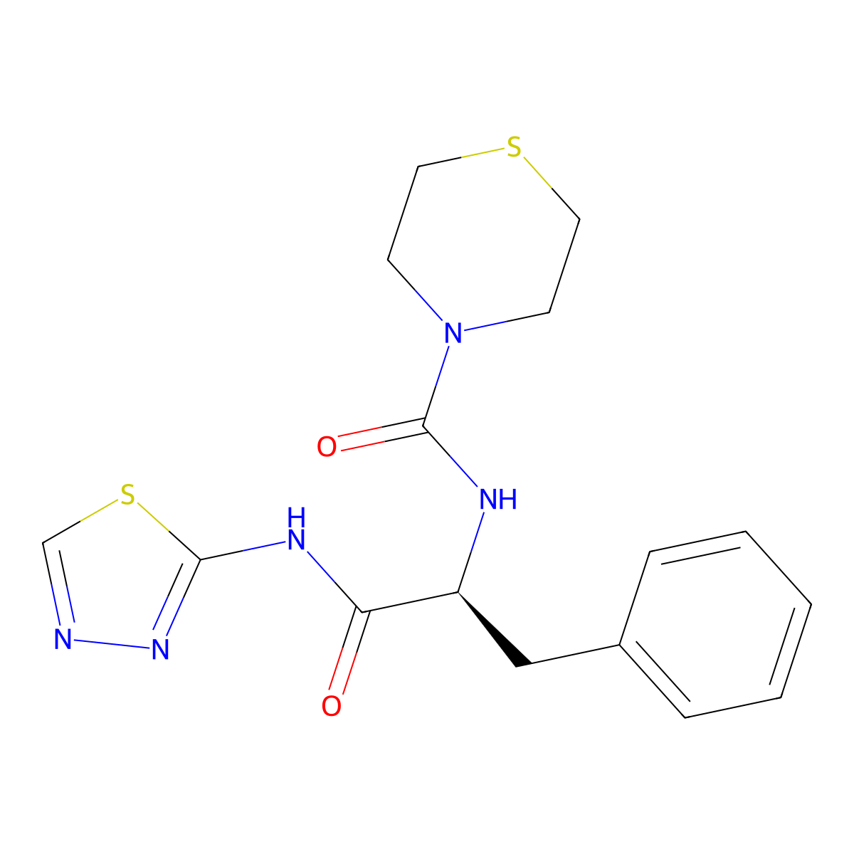 (S)-N-(1-((1,3,4-Thiadiazol-2-yl)amino)-1-oxo-3-phenylpropan-2-yl)thiomorpholine-4-carboxamide molecular structure, CAS 1246076-02-7