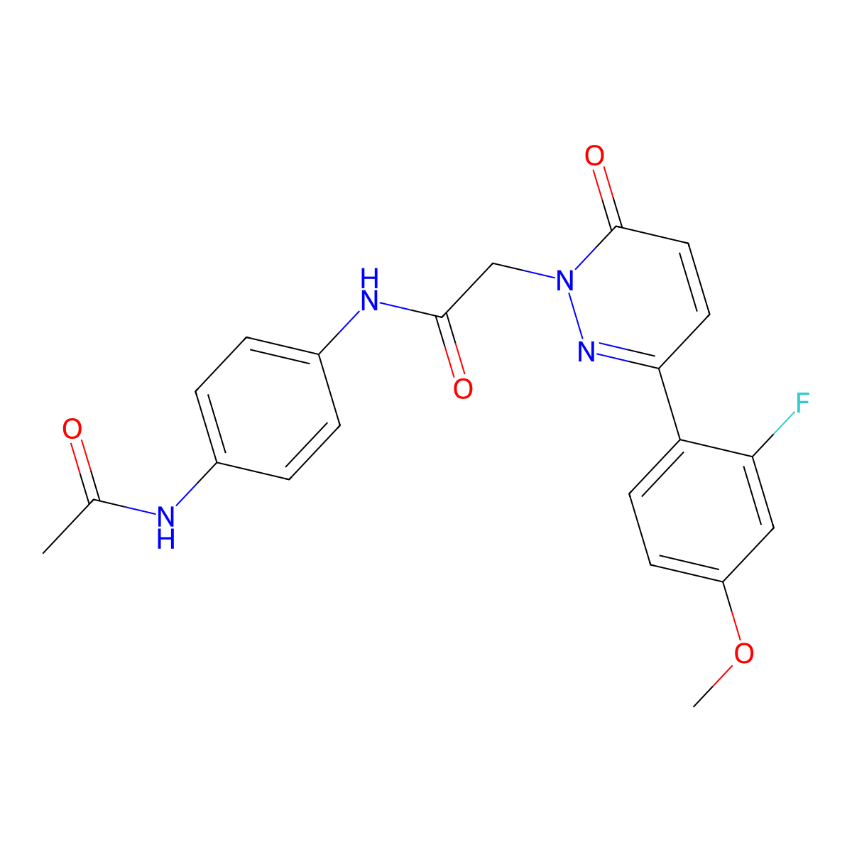 N-[4-(acetylamino)phenyl]-2-[3-(2-fluoro-4-methoxyphenyl)-6-oxopyridazin-1(6H)-yl]acetamide molecular structure, CAS 1246076-32-3