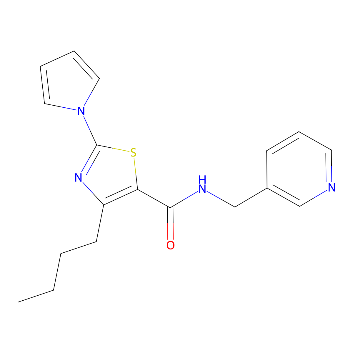 4-butyl-N-(pyridin-3-ylmethyl)-2-(1H-pyrrol-1-yl)-1,3-thiazole-5-carboxamide molecular structure, CAS 1246076-47-0