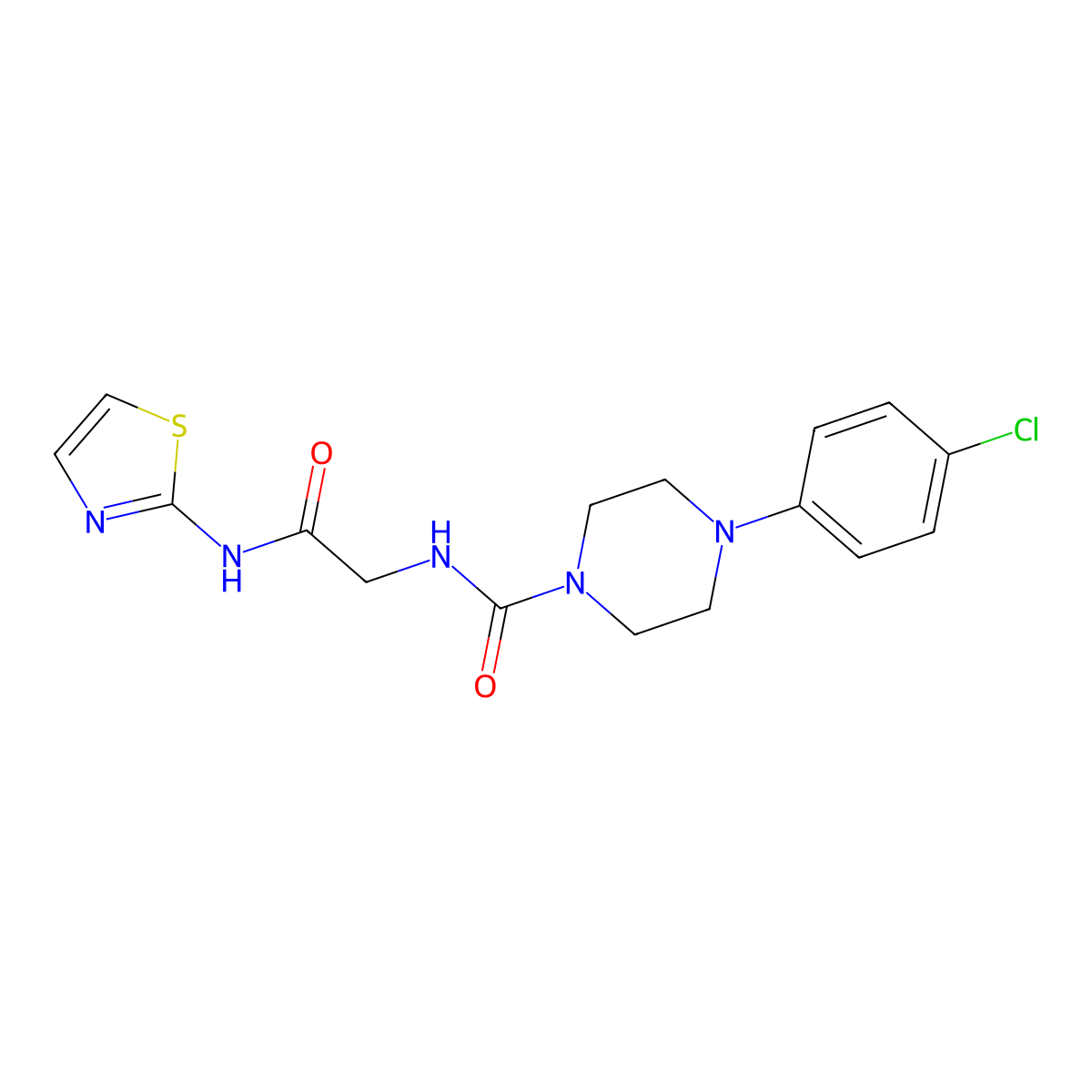 4-(4-chlorophenyl)-N-[2-oxo-2-(1,3-thiazol-2-ylamino)ethyl]piperazine-1-carboxamide molecular structure, CAS 1246076-50-5