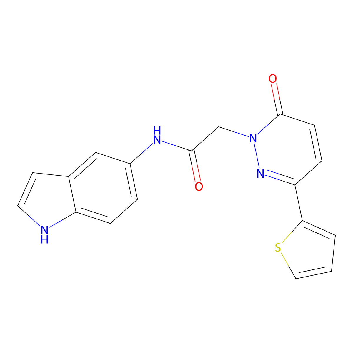 N-(1H-indol-5-yl)-2-(6-oxo-3-(thiophen-2-yl)pyridazin-1(6H)-yl)acetamide molecular structure, CAS 1246076-55-0