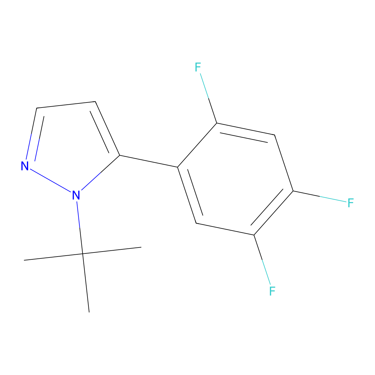 1-(tert-Butyl)-5-(2,4,5-trifluorophenyl)-1H-pyrazole molecular structure, CAS 1246078-80-7