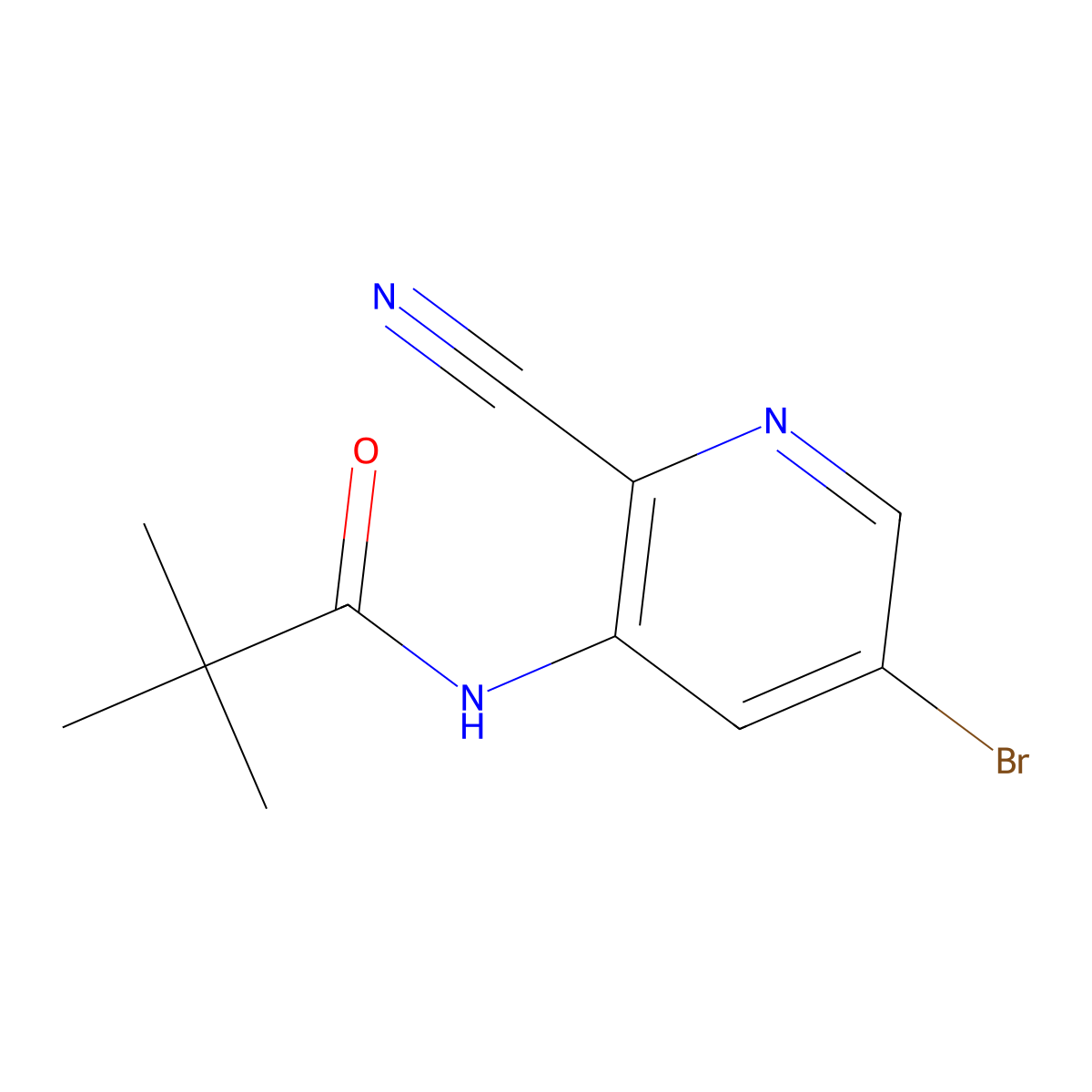 N-(5-Bromo-2-cyanopyridin-3-yl)pivalamide molecular structure, CAS 1246088-44-7