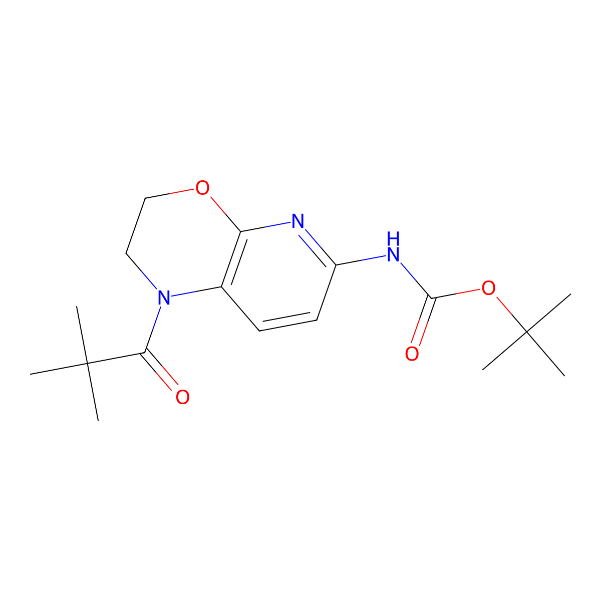 tert-Butyl (1-pivaloyl-2,3-dihydro-1H-pyrido[2,3-b][1,4]oxazin-6-yl)carbamate molecular structure, CAS 1246088-45-8
