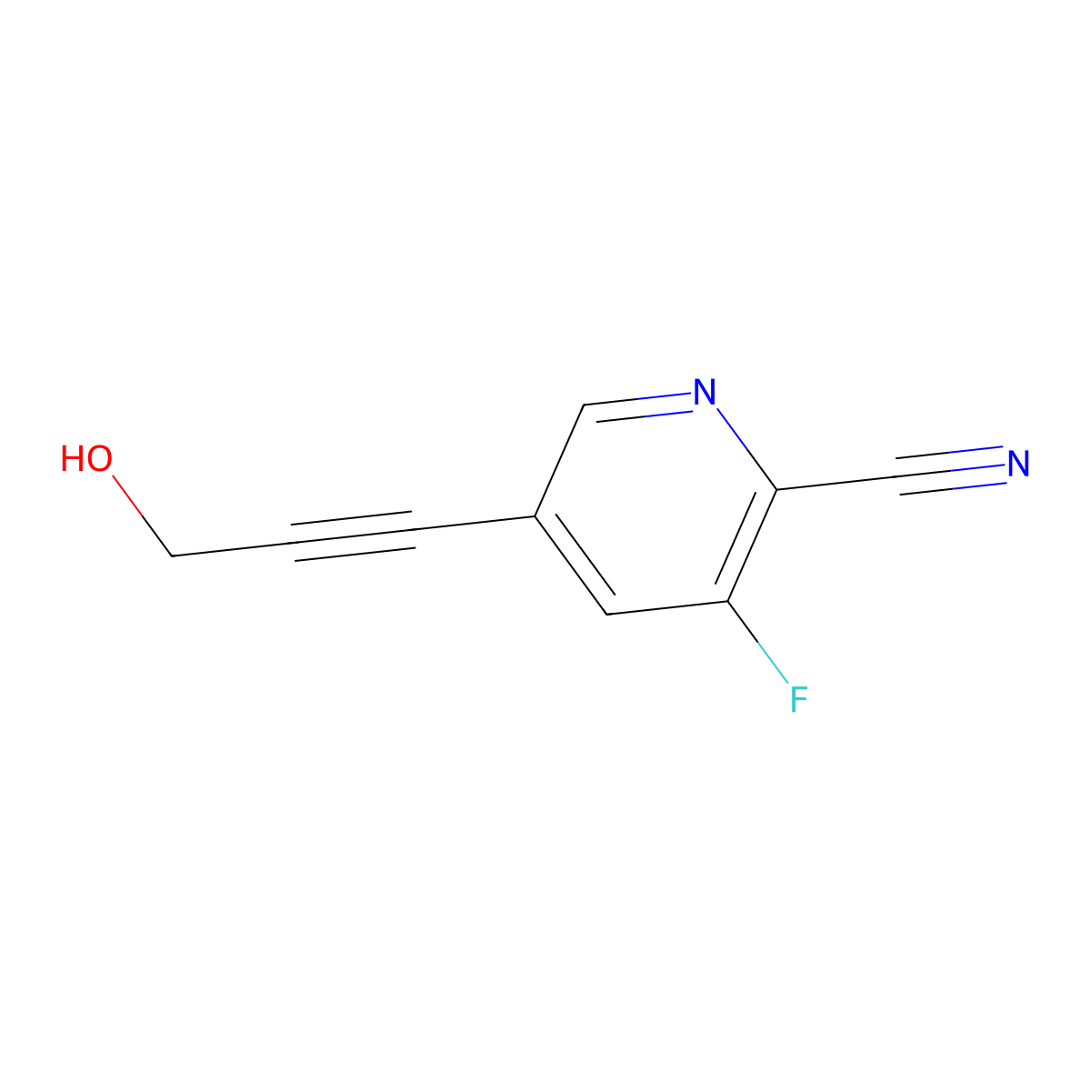 3-Fluoro-5-(3-hydroxyprop-1-yn-1-yl)-picolinonitrile molecular structure, CAS 1246088-46-9