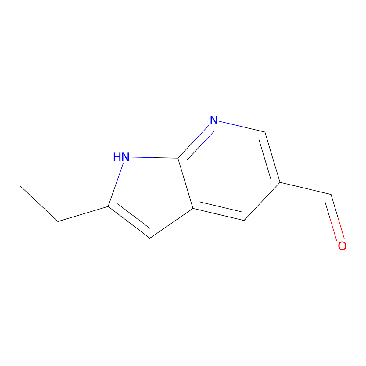 2-Ethyl-1H-pyrrolo[2,3-b]pyridine-5-carbaldehyde molecular structure, CAS 1246088-51-6