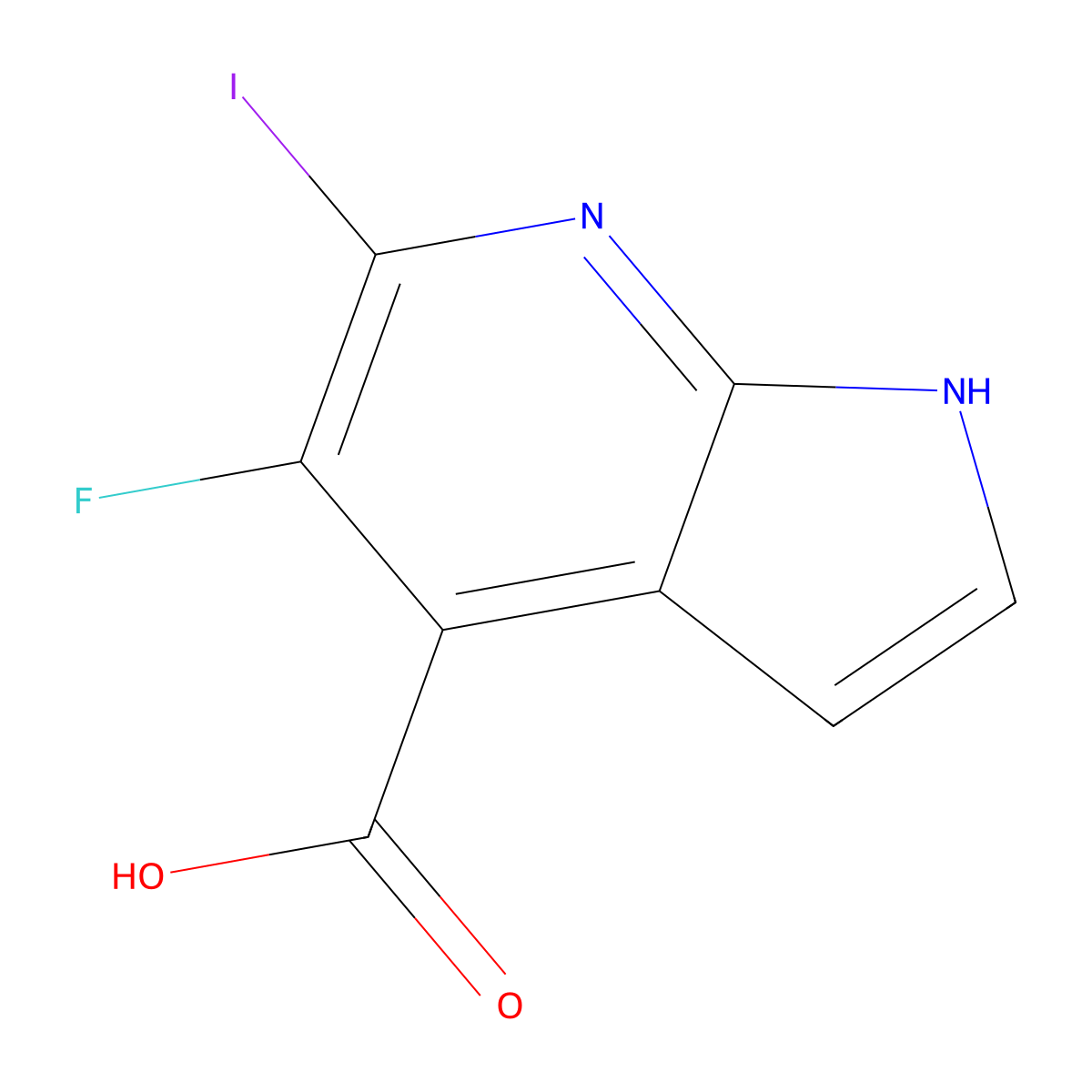 5-Fluoro-6-iodo-1H-pyrrolo[2,3-b]pyridine-4-carboxylic acid molecular structure, CAS 1246088-59-4