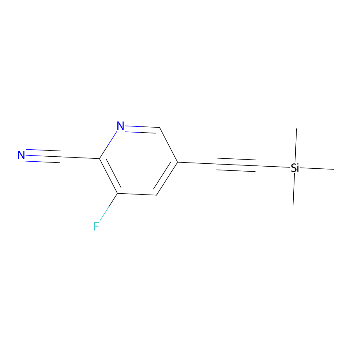 3-Fluoro-5-((trimethylsilyl)ethynyl)-picolinonitrile molecular structure, CAS 1246088-63-0