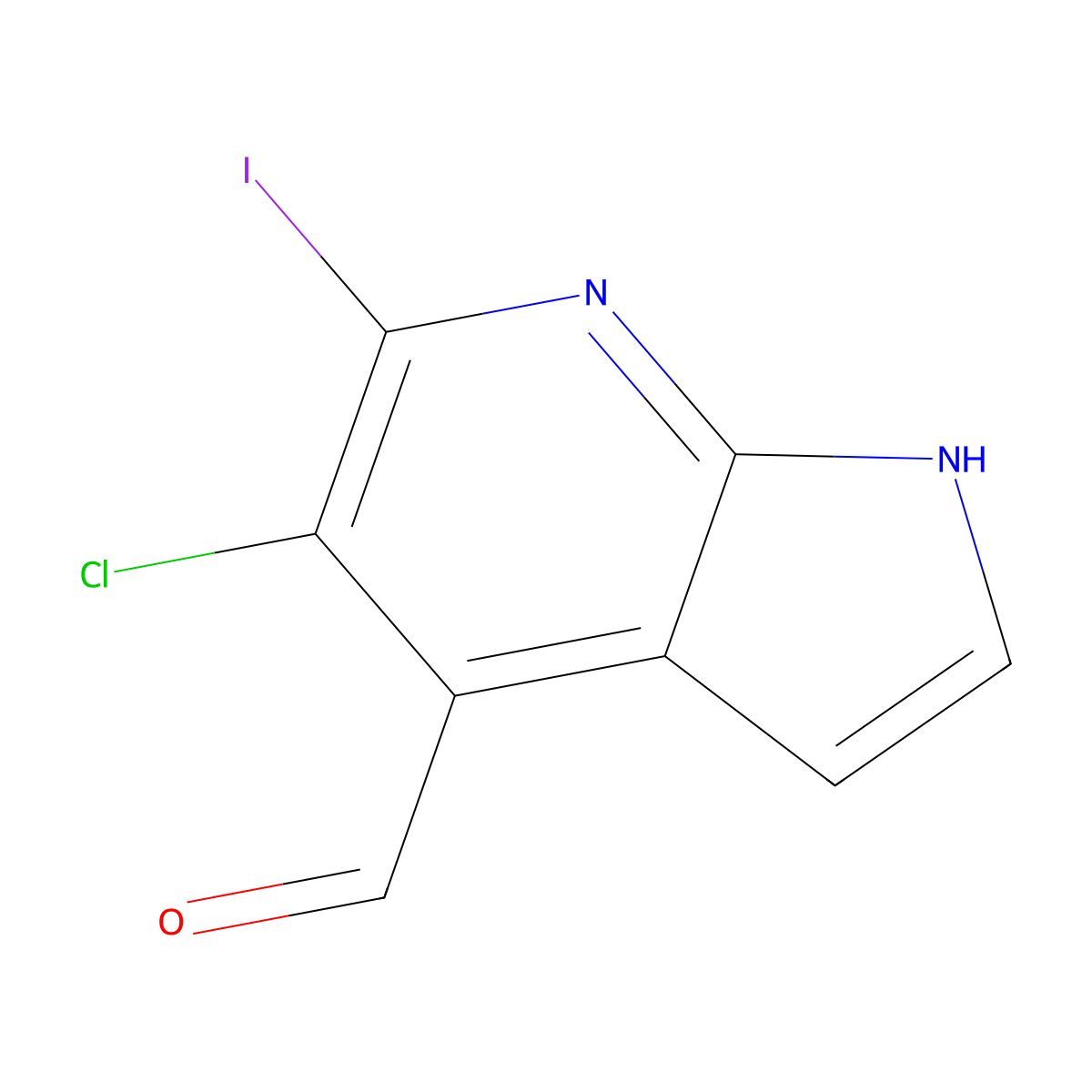 5-Chloro-6-iodo-1H-pyrrolo[2,3-b]pyridine-4-carbaldehyde molecular structure, CAS 1246088-64-1