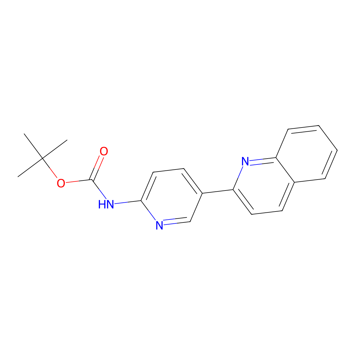 tert-Butyl 5-(quinolin-2-yl)pyridin-2-yl-carbamate molecular structure, CAS 1246092-74-9