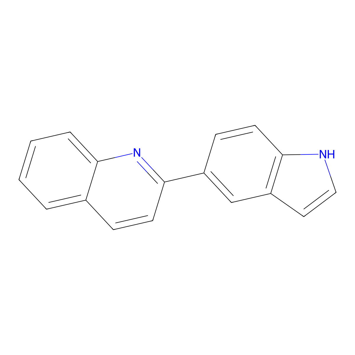 2-(1H-indol-5-yl)quinoline molecular structure, CAS 1246093-97-9