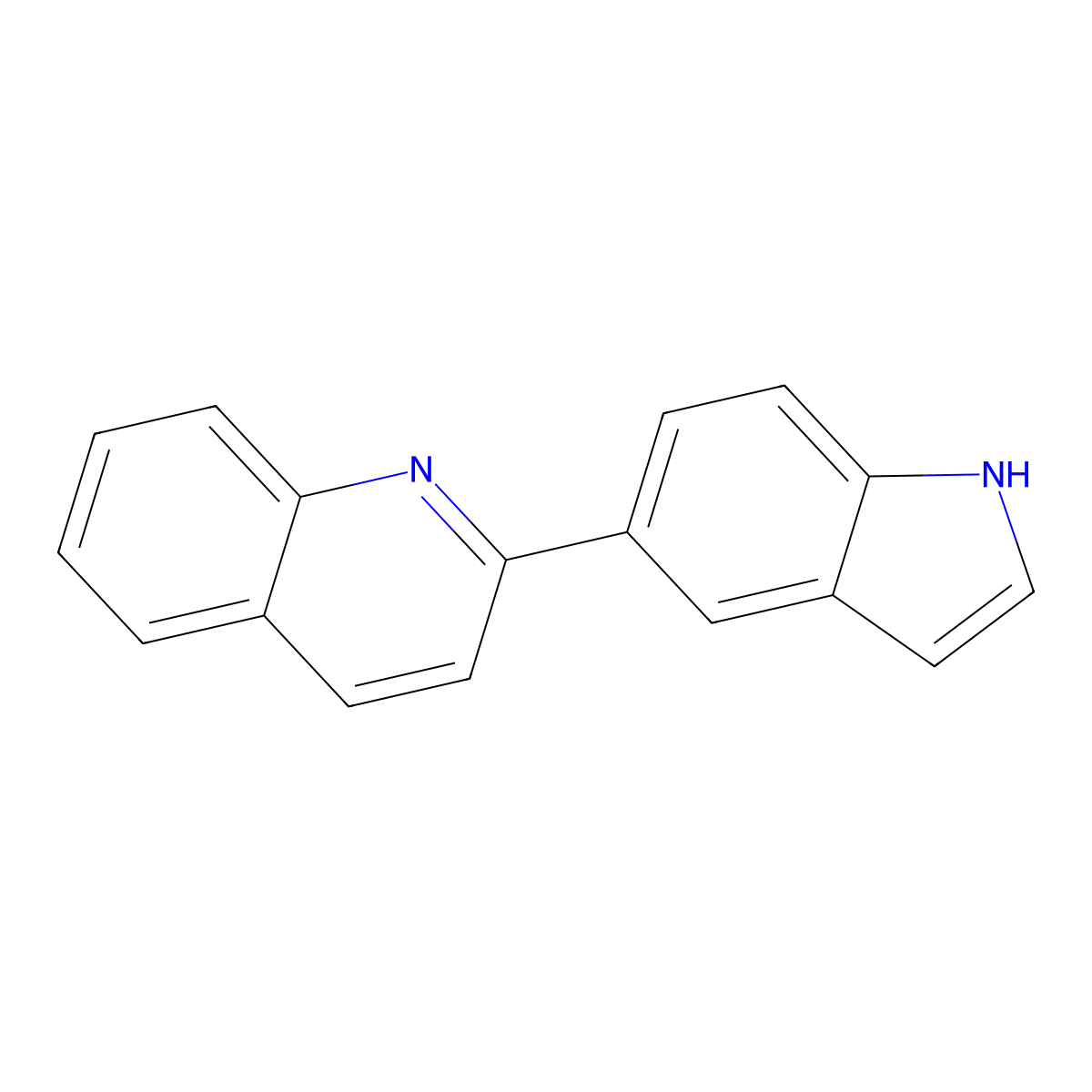 2-(1H-indol-5-yl)quinoline molecular structure, CAS 1246093-97-9