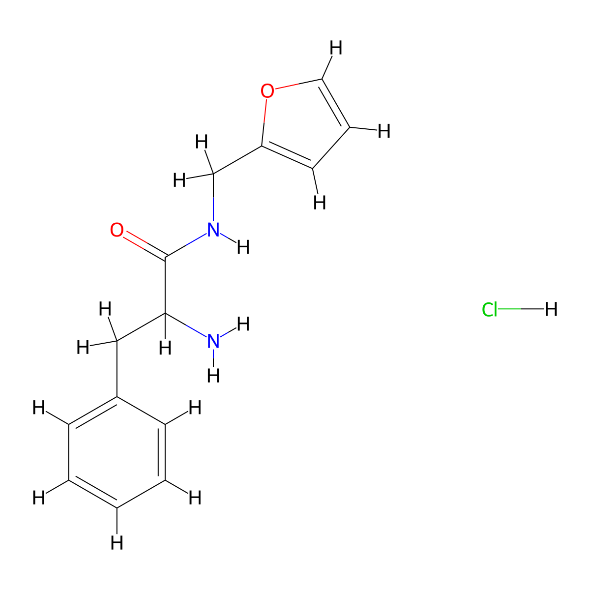 2-Amino-N-(2-furylmethyl)-3-phenylpropanamide hydrochloride molecular structure, CAS 1246172-46-2