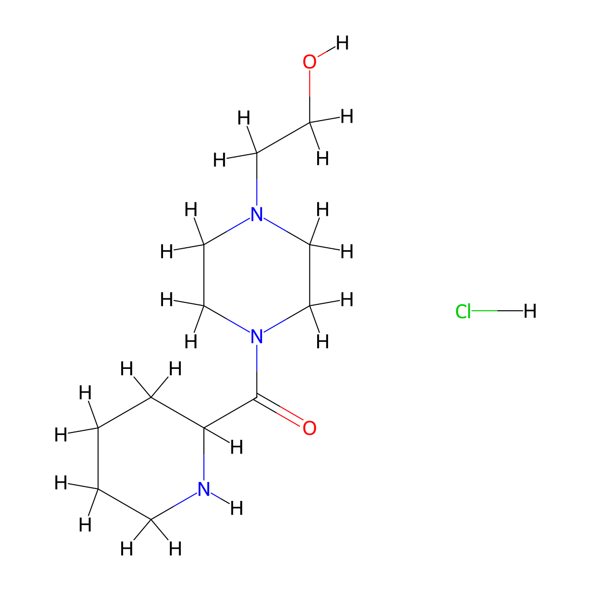 [4-(2-Hydroxyethyl)-1-piperazinyl](2-piperidinyl)-methanone hydrochloride molecular structure, CAS 1246172-56-4