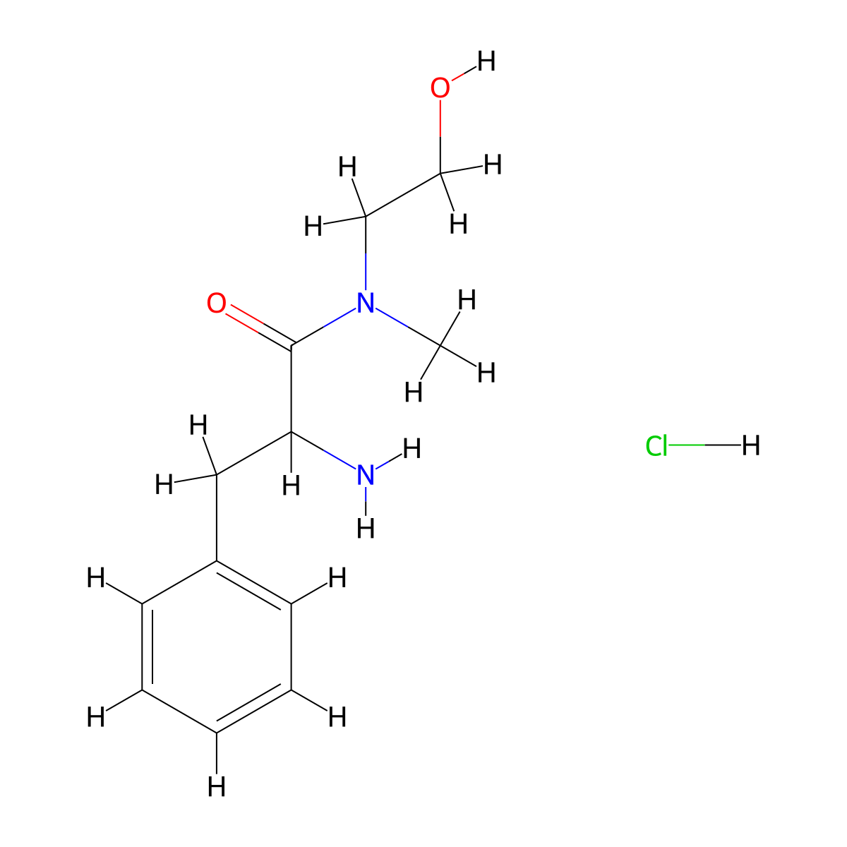 2-Amino-N-(2-hydroxyethyl)-N-methyl-3-phenylpropanamide hydrochloride molecular structure, CAS 1246172-63-3