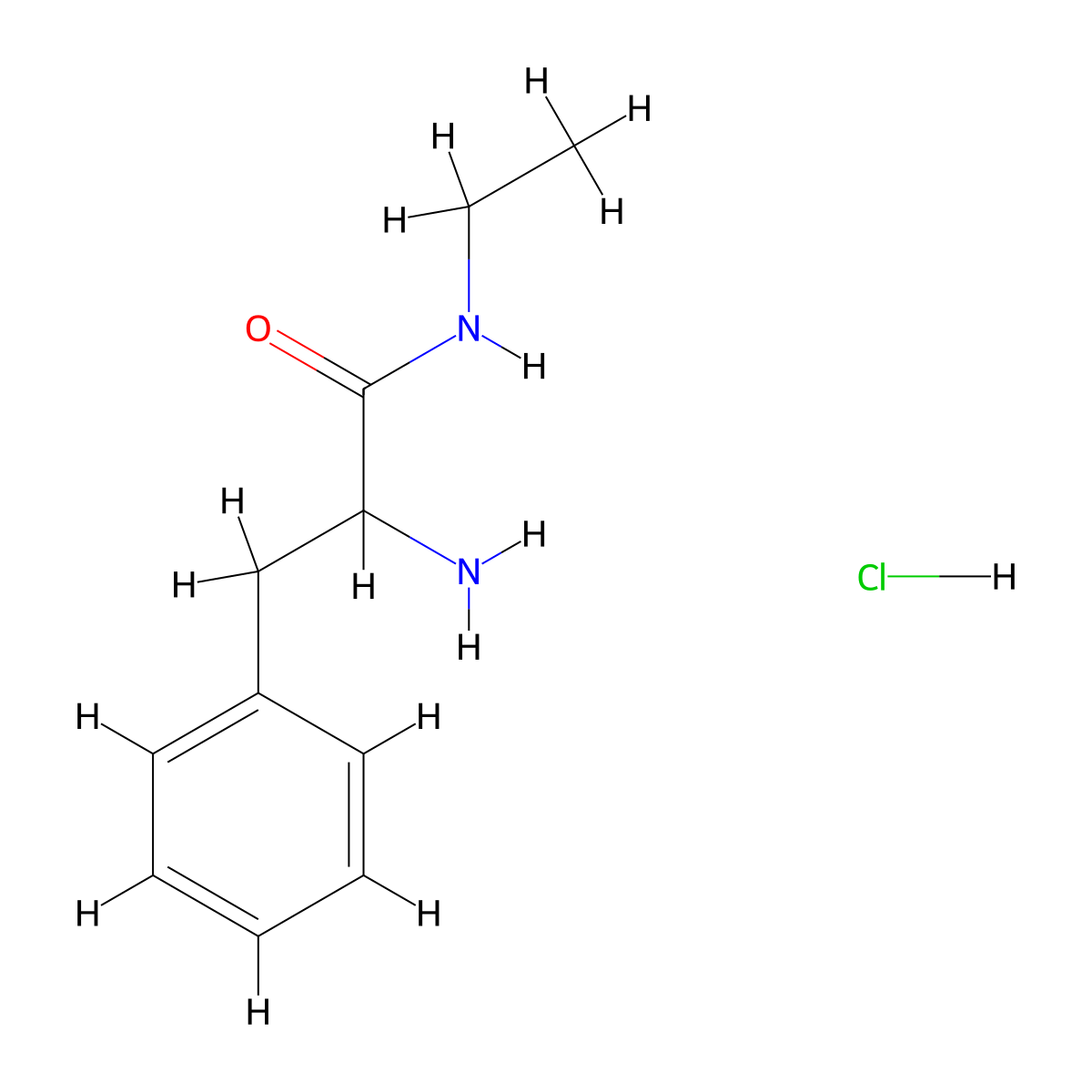 2-Amino-N-ethyl-3-phenylpropanamide hydrochloride molecular structure, CAS 1246172-66-6
