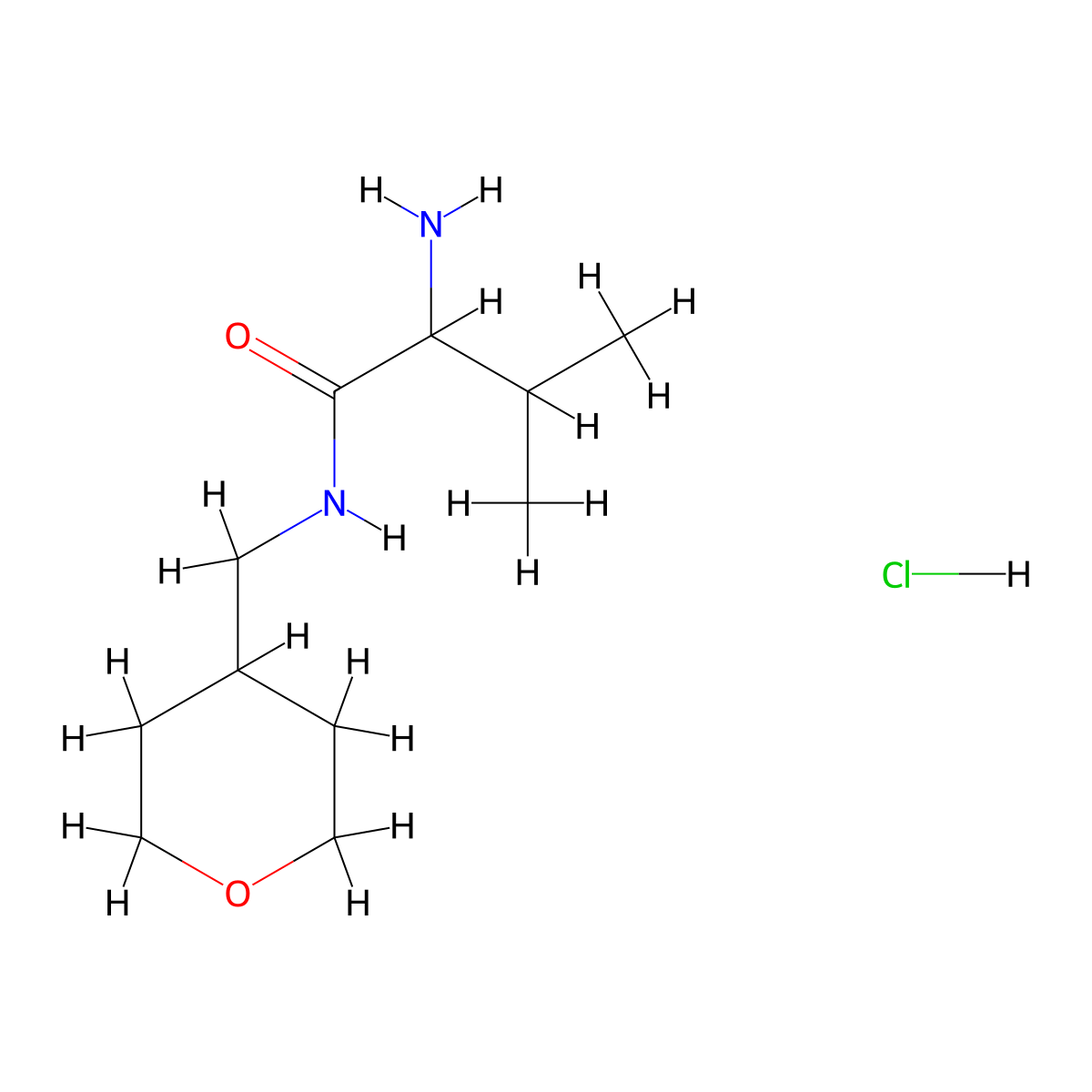 2-Amino-3-methyl-N-(tetrahydro-2H-pyran-4-ylmethyl)butanamide hydrochloride molecular structure, CAS 1246172-75-7
