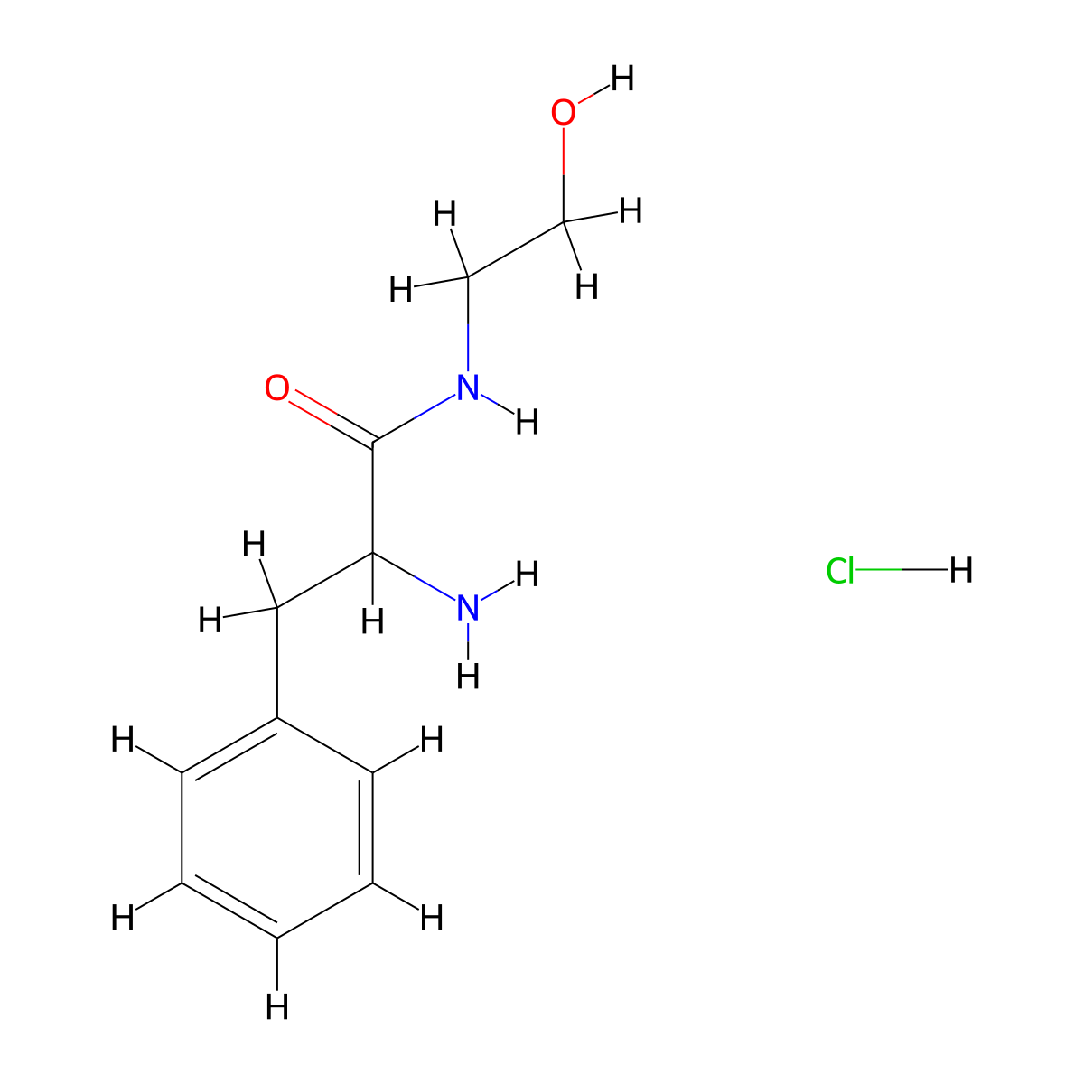 2-Amino-N-(2-hydroxyethyl)-3-phenylpropanamide hydrochloride molecular structure, CAS 1246172-78-0
