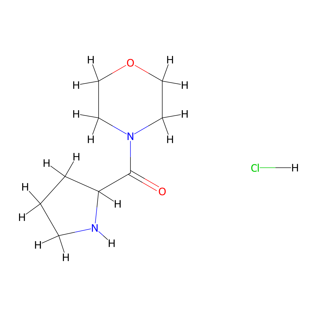 Morpholino(pyrrolidin-2-yl)methanone hydrochloride molecular structure, CAS 1246172-85-9