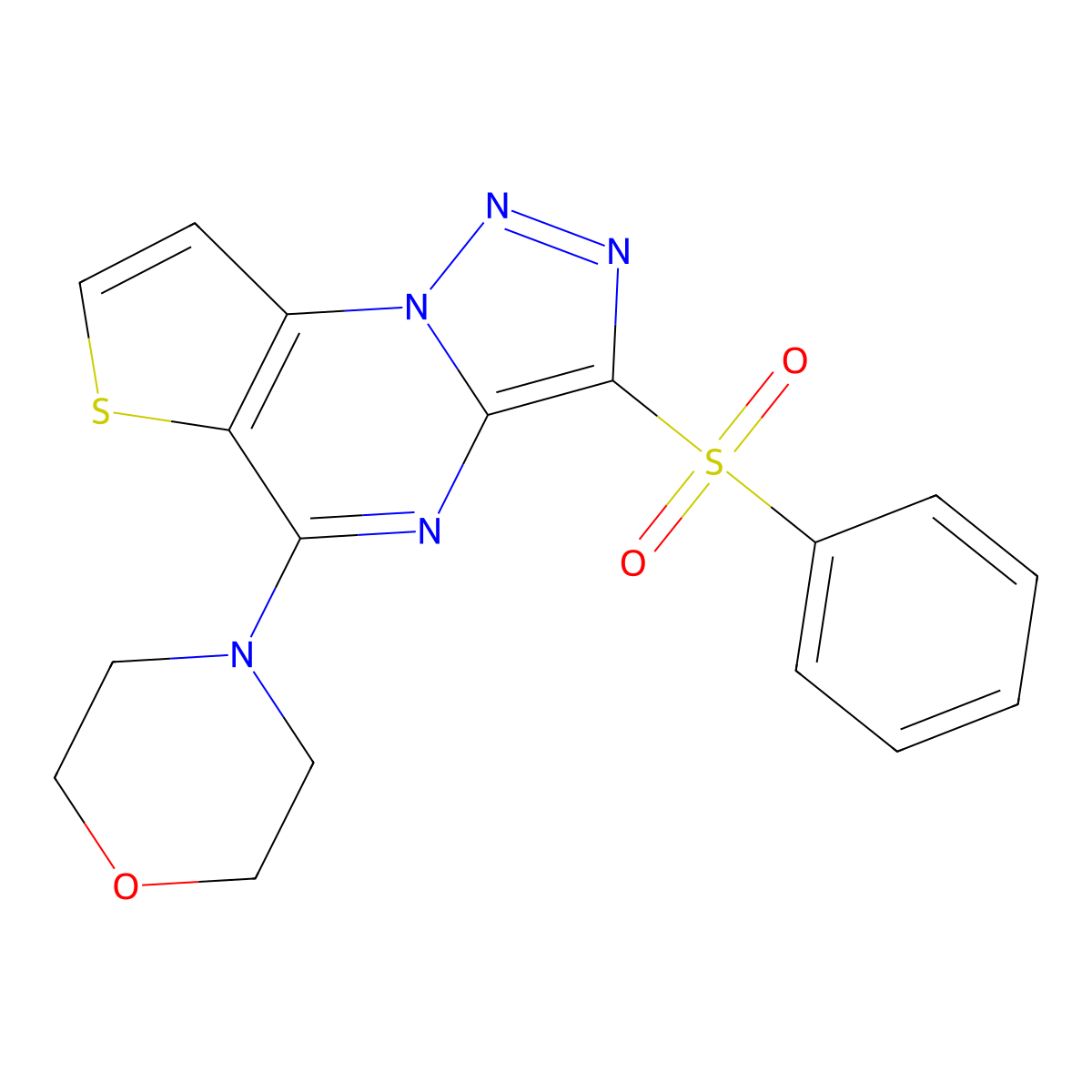 10-(Benzenesulfonyl)-7-(morpholin-4-yl)-5-thia-1,8,11,12-tetraazatricyclo[7.3.0.0^{2,6}]dodeca-2(6),3,7,9,11-pentaene molecular structure, CAS 1246178-97-1