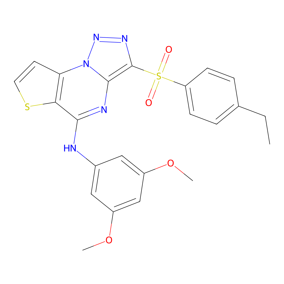 N-(3,5-dimethoxyphenyl)-10-(4-ethylbenzenesulfonyl)-5-thia-1,8,11,12-tetraazatricyclo[7.3.0.0^{2,6}]dodeca-2(6),3,7,9,11-pentaen-7-amine molecular structure, CAS 1246179-46-3