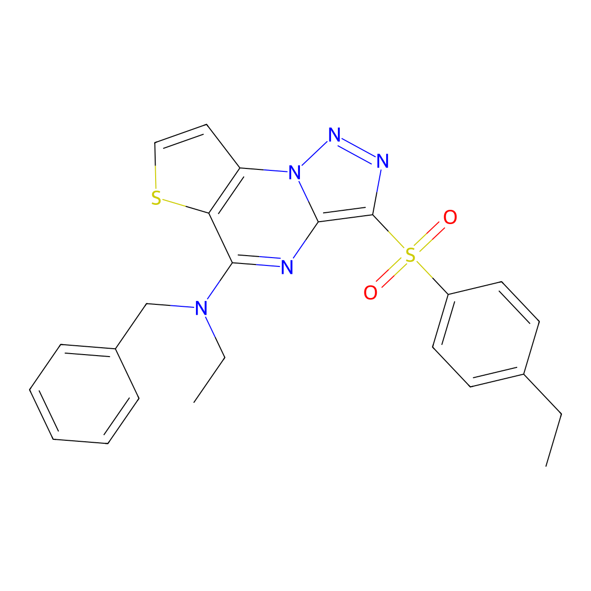 N-benzyl-N-ethyl-10-(4-ethylbenzenesulfonyl)-5-thia-1,8,11,12-tetraazatricyclo[7.3.0.0^{2,6}]dodeca-2(6),3,7,9,11-pentaen-7-amine molecular structure, CAS 1246179-52-1
