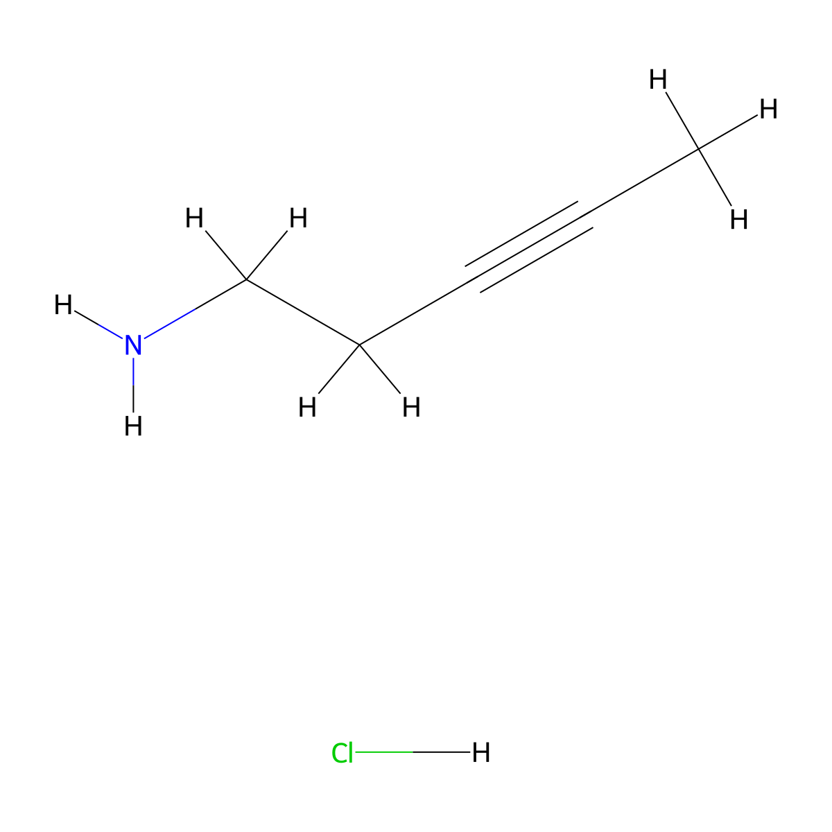 Pent-3-yn-1-amine hydrochloride molecular structure, CAS 124618-80-0