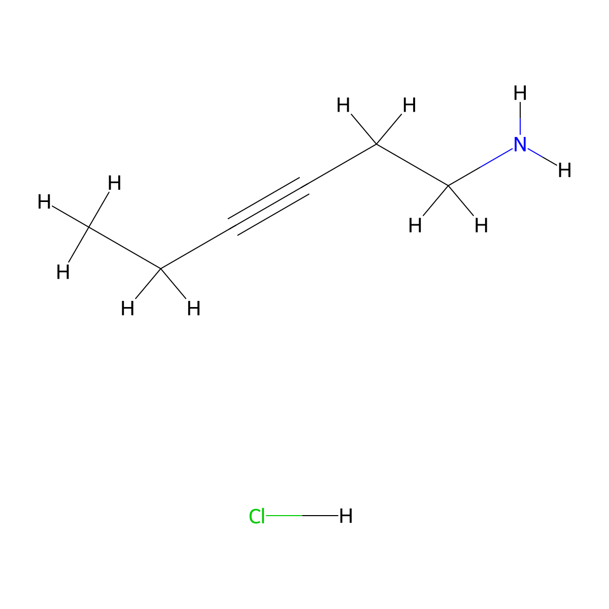 Hex-3-yn-1-amine hydrochloride molecular structure, CAS 124618-81-1