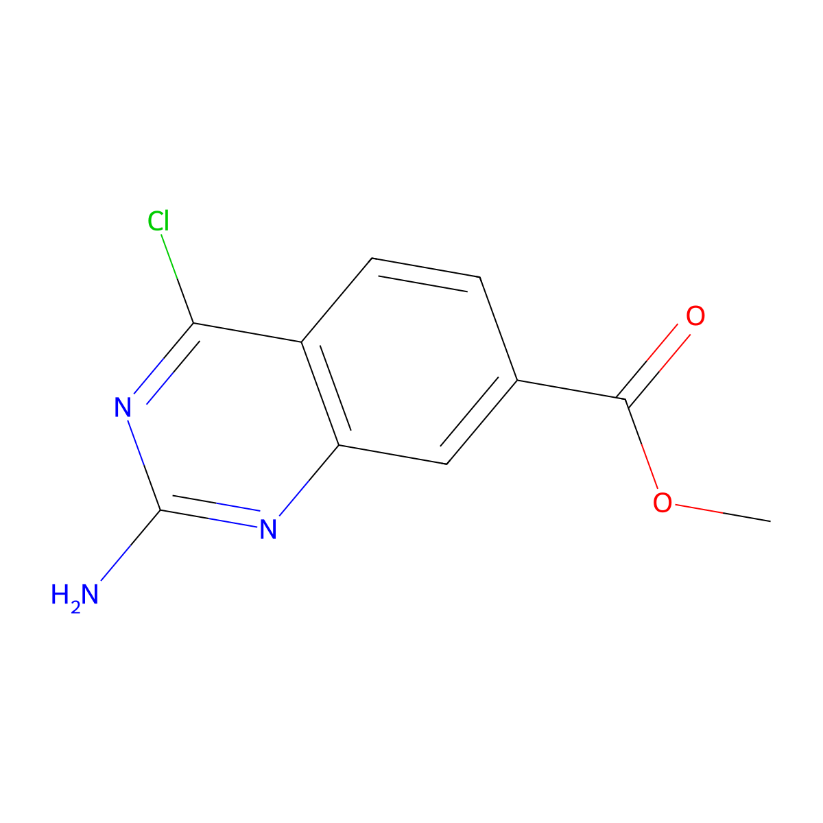 Methyl 2-amino-4-chloroquinazoline-7-carboxylate molecular structure, CAS 1246209-90-4