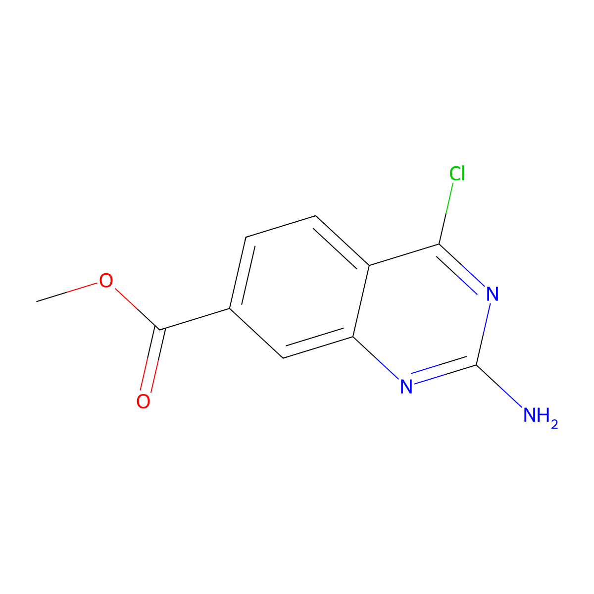 Methyl 2-amino-4-chloroquinazoline-7-carboxylate molecular structure, CAS 1246209-90-4