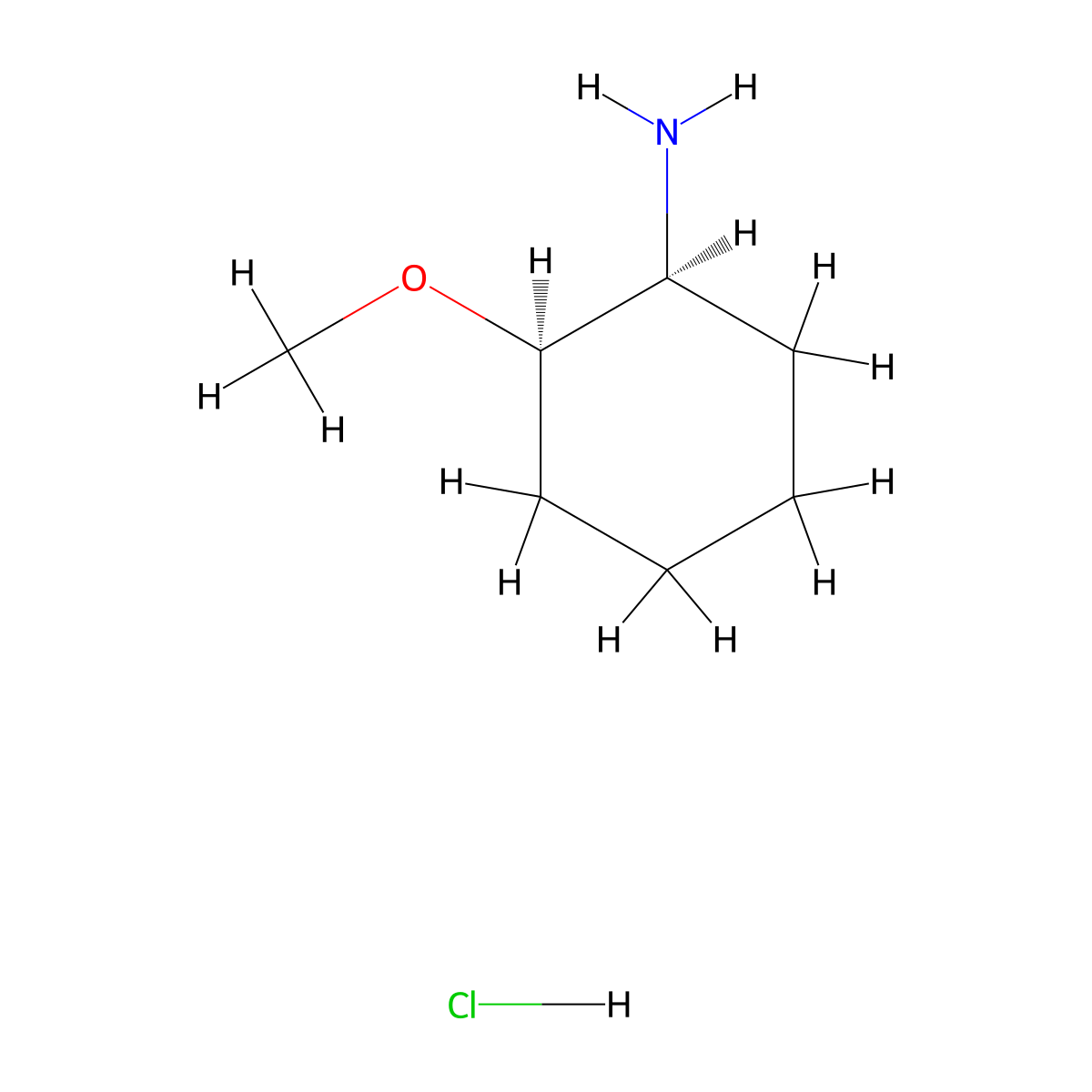 rac-(1R,2S)-2-methoxycyclohexan-1-amine hydrochloride molecular structure, CAS 1246209-96-0