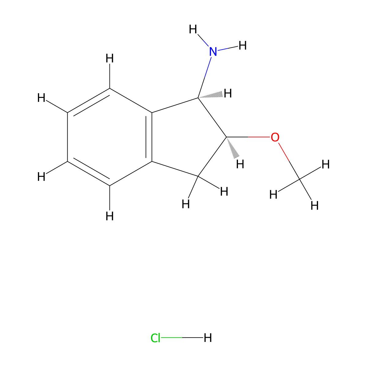 (1R,2S)-2-Methoxy-2,3-dihydro-1H-inden-1-amine hydrochloride molecular structure, CAS 1246209-99-3