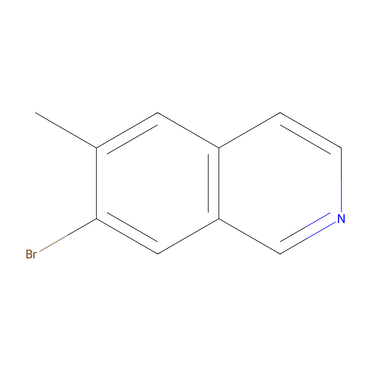 7-Bromo-6-methylisoquinoline molecular structure, CAS 1246210-10-5