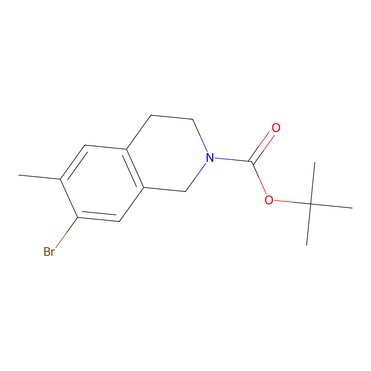tert-butyl 7-bromo-6-methyl-3,4-dihydroisoquinoline-2(1H)-carboxylate molecular structure, CAS 1246210-11-6