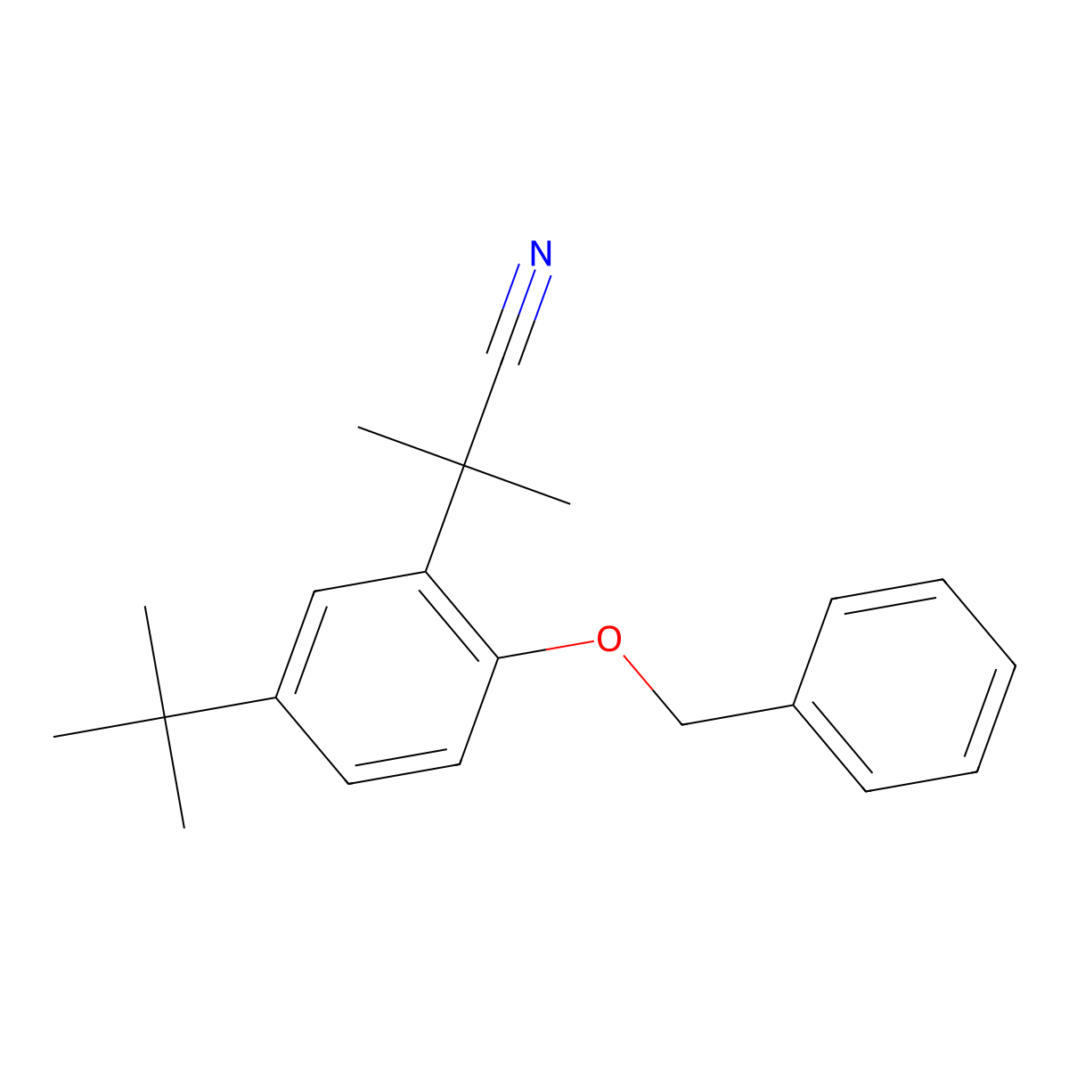 2-(2-(Benzyloxy)-5-(tert-butyl)phenyl)-2-methylpropanenitrile molecular structure, CAS 1246213-27-3