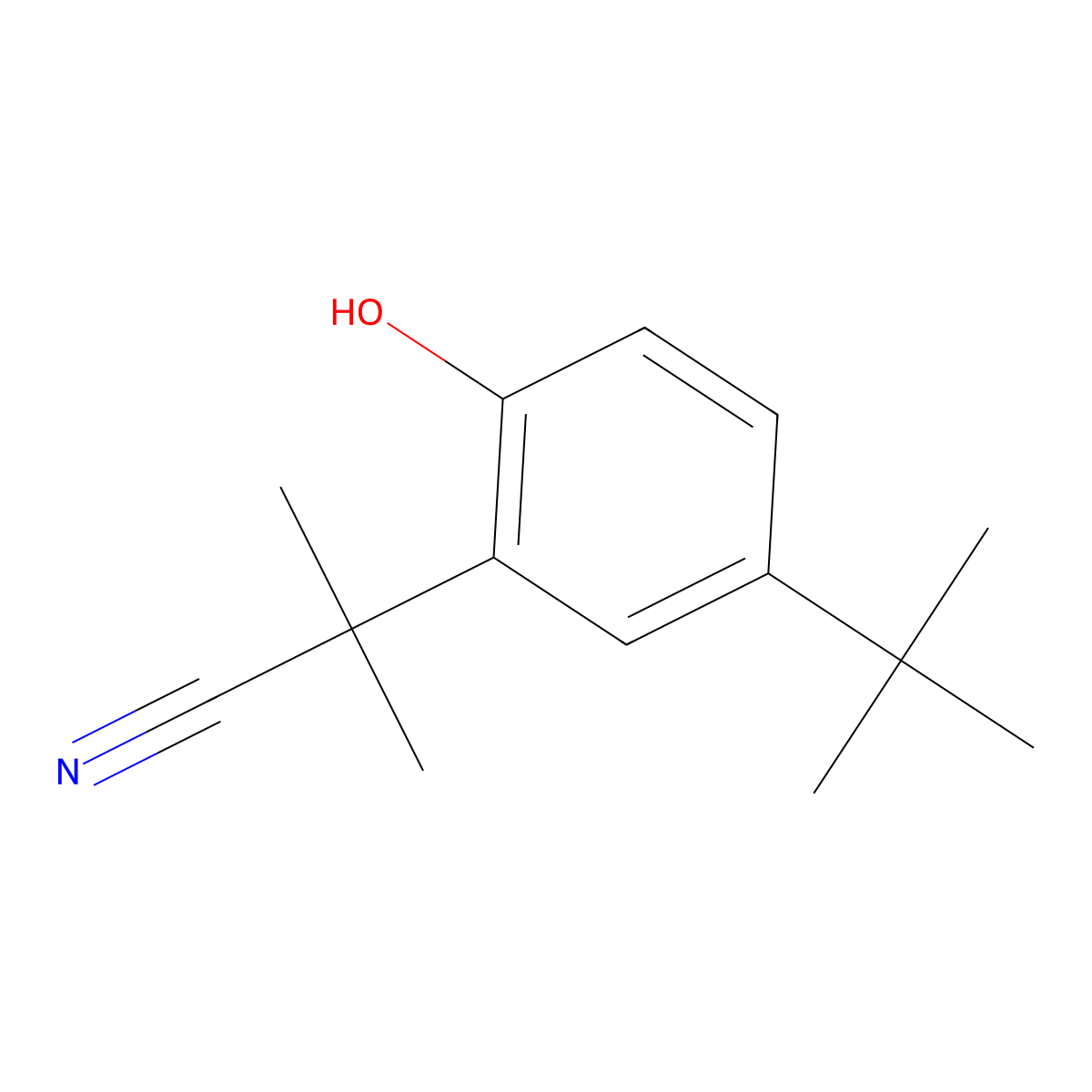 2-(5-(tert-Butyl)-2-hydroxyphenyl)-2-methylpropanenitrile molecular structure, CAS 1246217-34-4