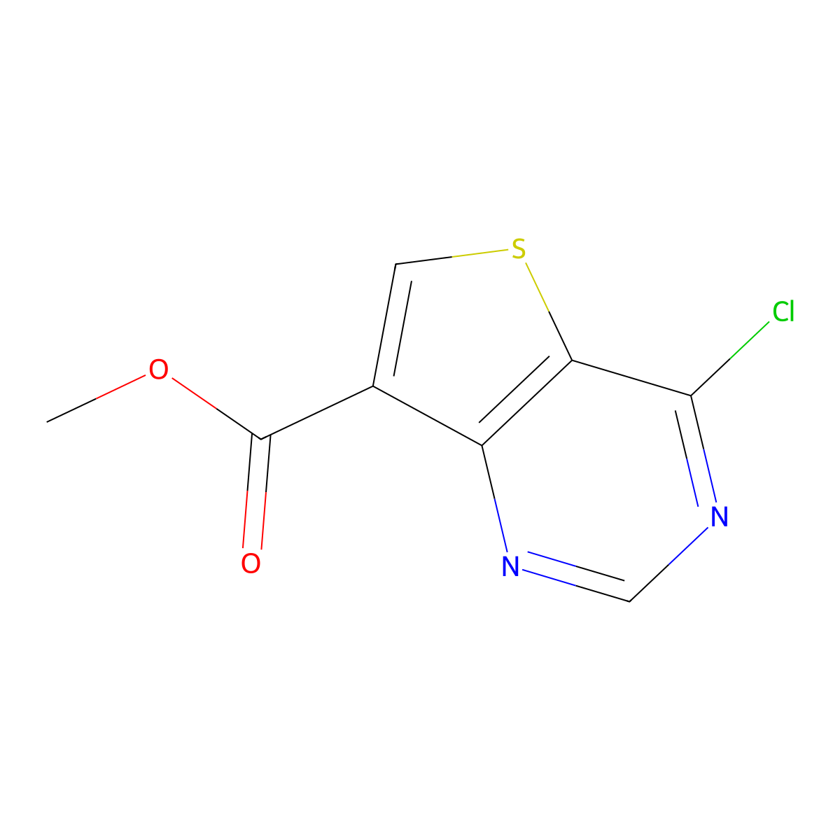 Methyl 4-chlorothieno[3,2-D]pyrimidine-7-carboxylate molecular structure, CAS 1246223-44-8