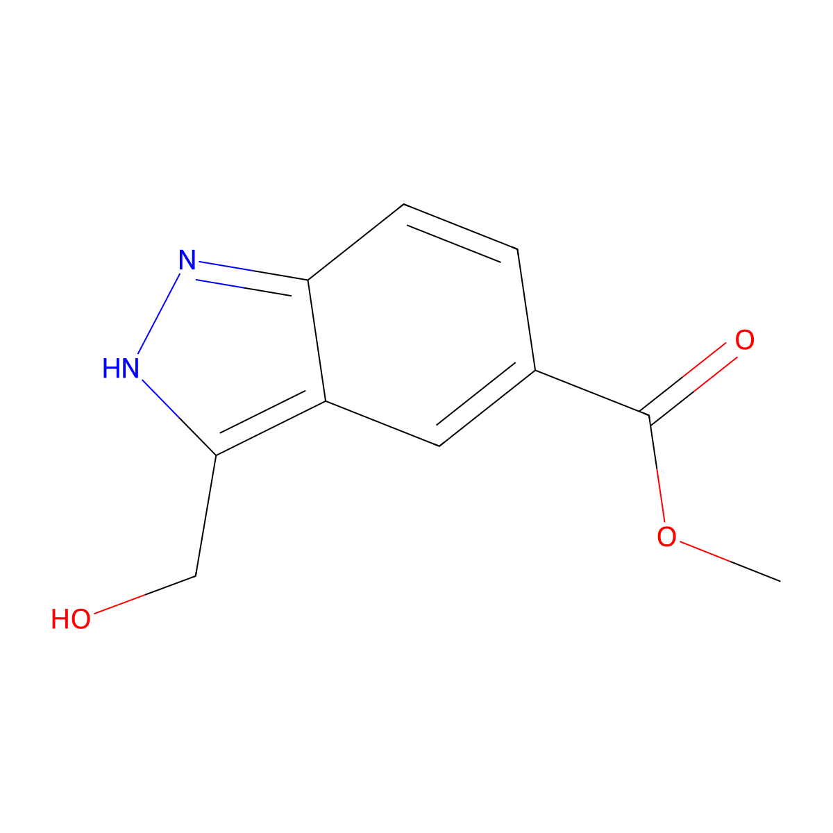 1H-Indazole-5-carboxylic acid, 3-(hydroxymethyl)-, methyl ester molecular structure, CAS 1246250-09-8