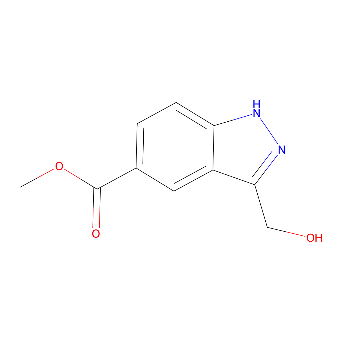 1H-Indazole-5-carboxylic acid, 3-(hydroxymethyl)-, methyl ester molecular structure, CAS 1246250-09-8
