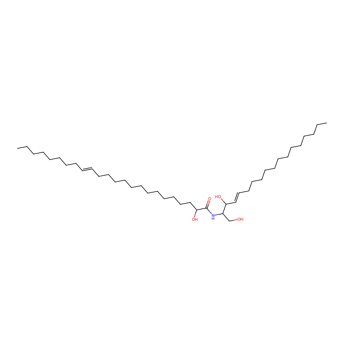 N-(1,3-dihydroxyoctadec-4-en-2-yl)-2-hydroxytetracos-15-enamide molecular structure, CAS 1246298-50-9
