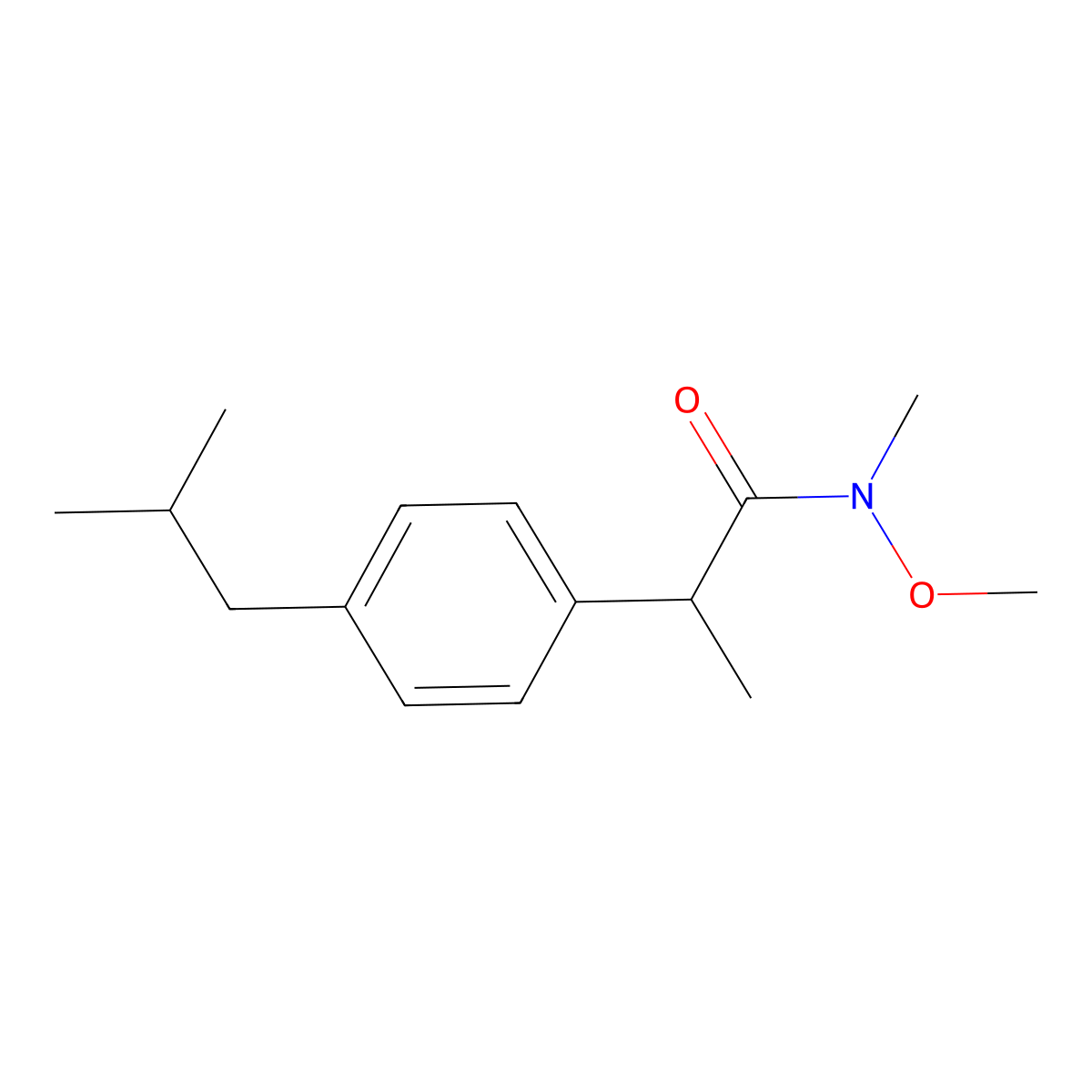2-(4-isobutylphenyl)-N-methoxy-N-methylpropanamide molecular structure, CAS 1246302-53-3