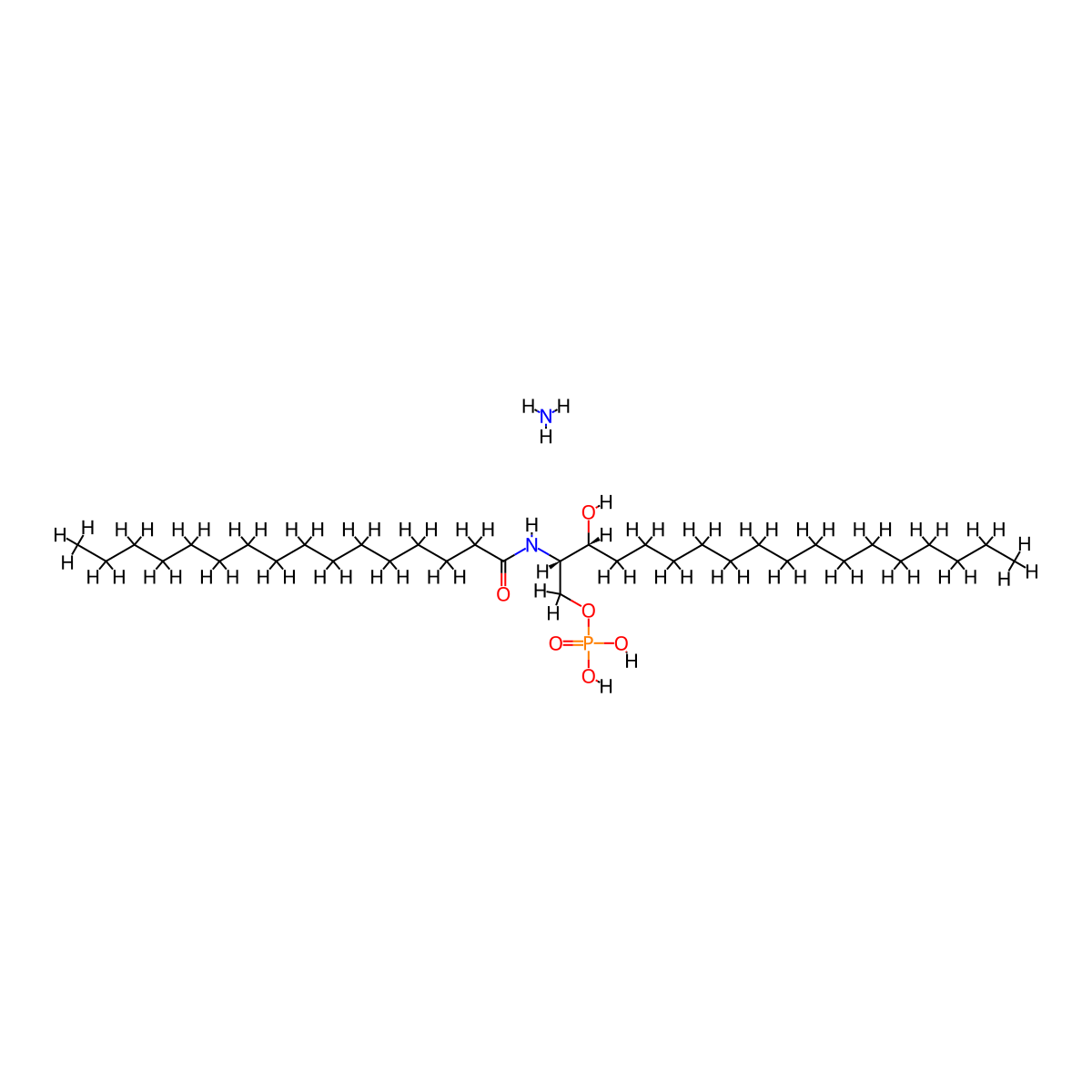 (2S,3R)-3-Hydroxy-2-palmitamidooctadecyl dihydrogen phosphate, ammonia salt molecular structure, CAS 1246303-17-2
